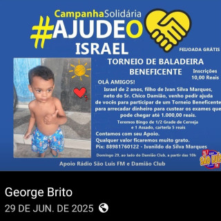 CAMPANHA SOLIDÁRIA PARA AJUDAR NOS CUSTO DE EXAMES DE ISRAEL